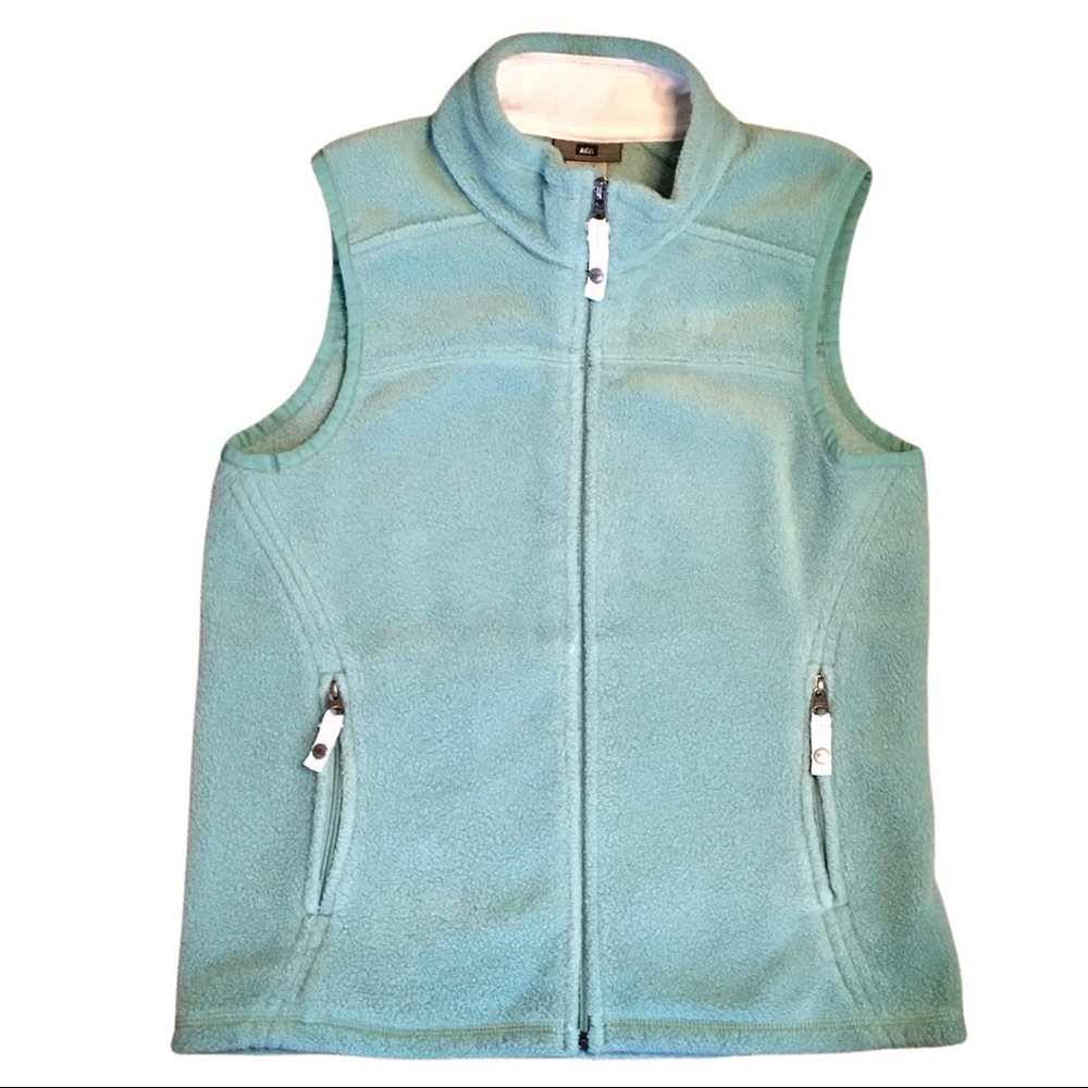 REI Girls Fleece Vest Boulder Ridge Aqua Layer Outdoors School | M (10/12)